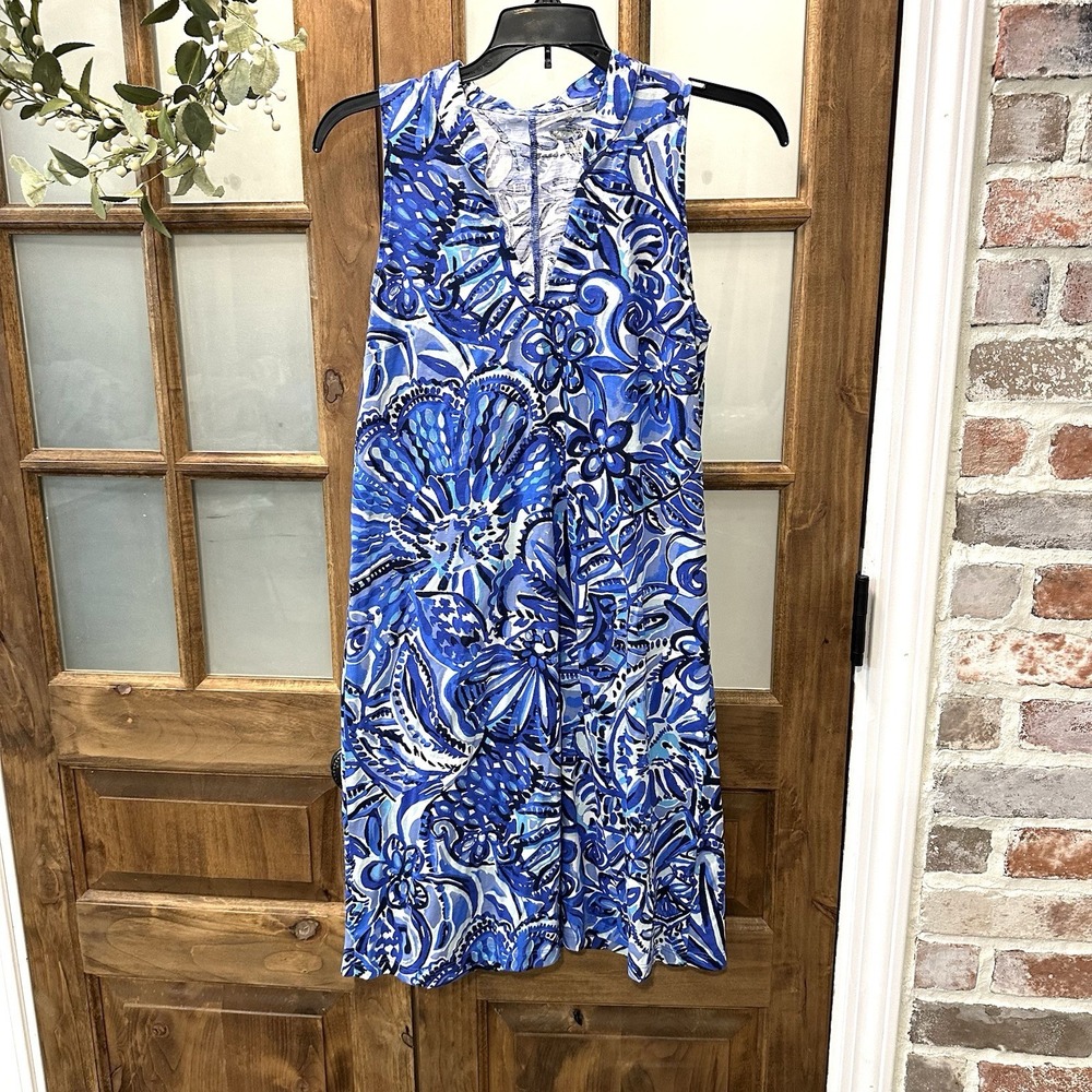Lilly Pulitzer Blue Floral Sleeveless Mini Dress